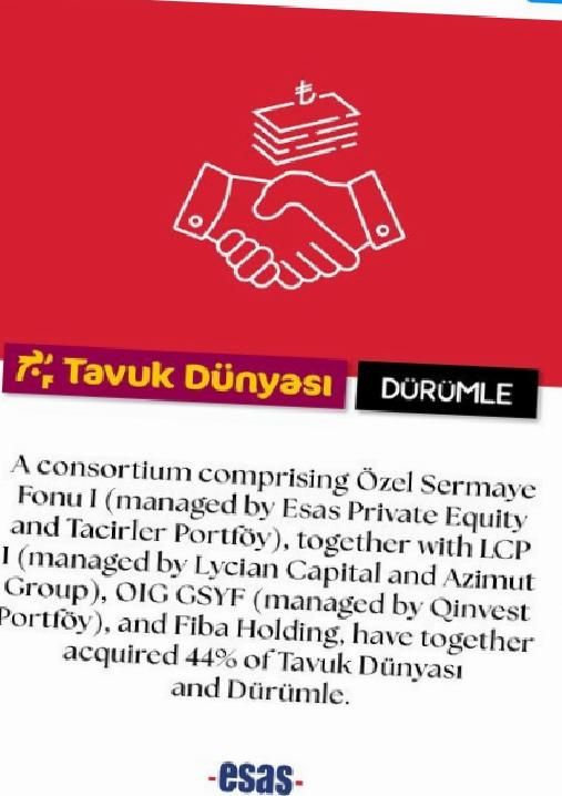 Esas Private Equity Ortaklığıyla Yatırım Netleşti: Tavuk Dünyası ve Dürümle’nin Satışı