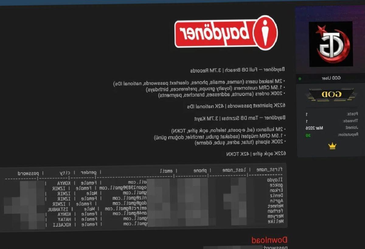 Baydönerde Büyük Veri Sızıntısı İddiası: 3,7 Milyon Kişinin Bilgileri Sızdırıldı